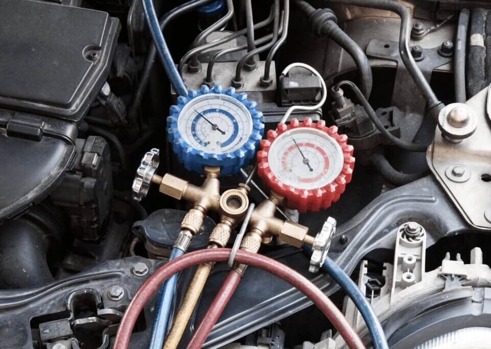 Air conditioning service on a car